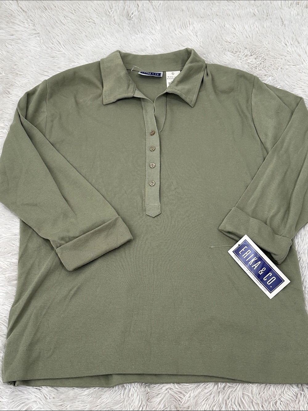🥕 NWT Erika & Co 1/4 Button Polo Shirt